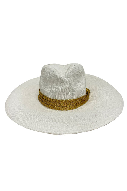 LULI HAT - Gold Trim Fedora  • White|gold Campaign