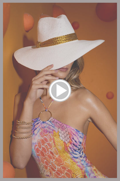 LULI HAT - Gold Trim Fedora  • White|gold Campaign