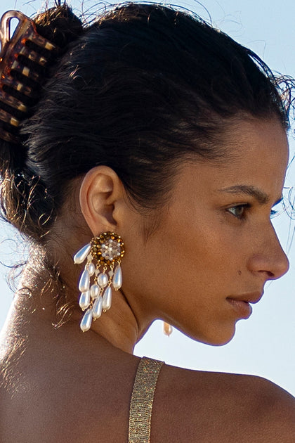 JEWELRY - Paradiso Caribbean Pearl Earrings • White|gold