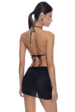 LULI CHIC - Luxe Stitch Seamless Triangle Top & Ruffle Sarong Mini Skirt • Black