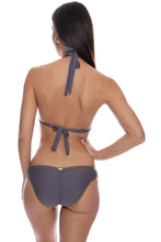 LULI CHIC - Luxe Stitch Triangle Triangle Halter Top & Luxe Stitch Seamless Full Ruched Back Bottom • Piedra Gris