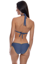 LULI CHIC - Luxe Stitch Triangle Triangle Halter Top & Luxe Stitch Seamless Full Ruched Back Bottom • Azulejos