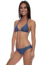 LULI CHIC - Luxe Stitch Triangle Triangle Halter Top & Luxe Stitch Seamless Full Ruched Back Bottom • Azulejos