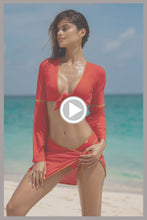 LULI CHIC - Bell Sleeve Crop Top & Sarong Mini Skirt • Red