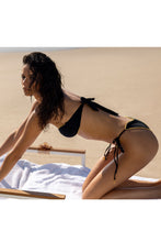 LULI CHIC - Luxe Stitch Free Form Bandeau Top & Luxe Stitch Seamless Wavy Ruched Back Brazilian Tie Side Bottom • Black Campaign