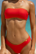 LULI CHIC - Luxe Stitch Free Form Bandeau Top & Seamless Wavy Ruched Back Bottom • Red