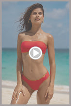 LULI CHIC - Luxe Stitch Free Form Bandeau Top & Seamless Wavy Ruched Back Bottom • Red