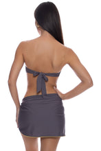 LULI CHIC - Luxe Stitch Free Form Bandeau Top & Ruffle Sarong Mini Skirt • Piedra Gris