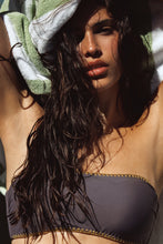 LULI CHIC - Free Form Bandeau Top & High Leg Brazilian Bottom • Piedra Gris