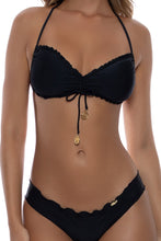 COSITA BUENA - Wavy Tunnel Bandeau Top & Wavy Ruched Back  Bottom • Black
