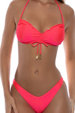 COSITA BUENA - Wavy Tunnel Bandeau Top & High Leg Brazilian Bottom • Bombshell Red
