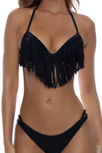 COSITA BUENA - Plunge Push Up Fringe Underwire Top & Soft Loop Moderate Bottom • Black
