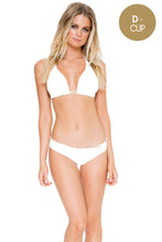 COSITA BUENA - Halter Triangle Top & Full Ruched Back Bottom • White