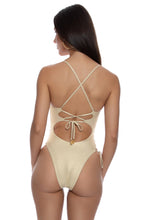 COSITA BUENA - Square Neck Laced Up One Piece • Gold Rush