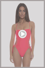 COSITA BUENA - Square Neck Laced Up One Piece • Bombshell Red