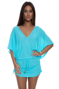COSITA BUENA - Cabana V Neck Dress • Aquamarine