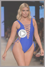 HOT TROPICS - Open Side One Piece Bodysuit • Electric Blue Runway