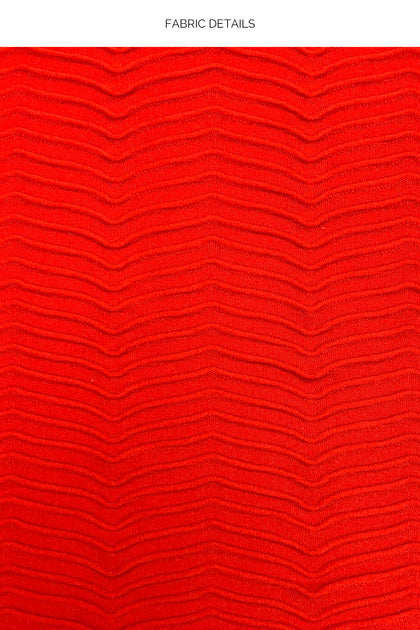 HOT TROPICS - Cross Halter Top & Seamless Wavy Ruched Back Tie Side Bottom • Lava Red Runway