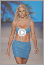 CHASING STARS - Sequins Balconette Top & Sequins Mini Skirt • Sky Blue Runway