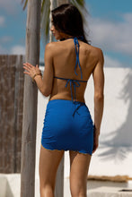 LULI ADORE - Wavy Luxe Tunnel Bandeau Top & Wavy Luxe Stitch Scrunched Up Mini Skirt • Blue