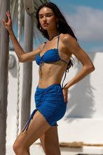 LULI ADORE - Wavy Luxe Tunnel Bandeau Top & Wavy Luxe Stitch Scrunched Up Mini Skirt • Blue