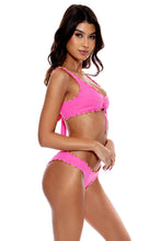 LULI ADORE - Wavy Luxe Stitch Scoop Neck Drawstring Top & Wavy Luxe Stitch Full Ruched Back Bottom • Pink