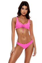 LULI ADORE - Wavy Luxe Stitch Scoop Neck Drawstring Top & Wavy Luxe Stitch Full Ruched Back Bottom • Pink