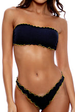LULI ADORE - Wavy Luxe Stitch Free Form Bandeau Top & Wavy Luxe Stitch High Leg Brazilian Bottom • Black