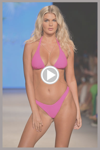 AMAZONIA - Triangle Halter Top & High Leg Brazilian Bottom • Pink Orchid Runway