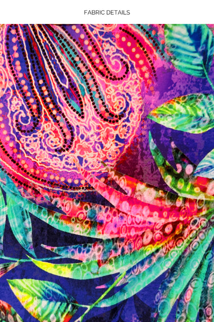 JUNGLE FEVER - Bell Sleeve Scrunched Crop Top & High Leg Brazilian Bottom • Multicolor Runway