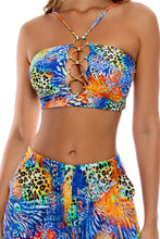 ISLA SALVAJE - Halter Ring Tube Top & Open Sides Wide Leg Pant • Multicolor