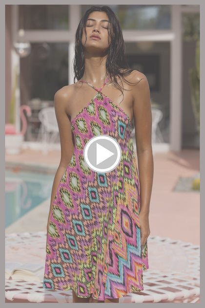 MIAMI SORBET - Halter Neck Babydoll Dress • Multicolor