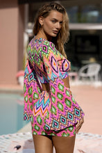 MIAMI SORBET - Bell Sleeve Scrunched Crop Top & Scrunch Up Mini Skirt • Multicolor