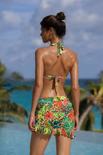 LUSH HORIZONS - Triangle Halter Top & Ruffled Sarong Mini Skirt • Multicolor