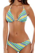 ISLAND BLUES - Triangle Halter Top & Seamless Full Ruched Back Bottom • Multicolor