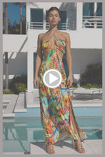 BIRDS OF PARADISE - Bandeau Cut Out Front Slit Dress • Multicolor