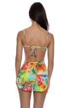 BIRDS OF PARADISE - Wide Strap Balconette Top & Sarong Mini Skirt • Multicolor