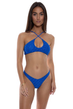 BRILLA - Multiway Keyhole Cross Neck Top & High Leg Brazilian Bottom • Electric Blue