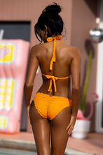 WAVY BABY - Triangle Halter Top & Seamless Full Ruched Back Bottom • Florida Citrus