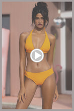 WAVY BABY - Triangle Halter Top & Seamless Full Ruched Back Bottom • Florida Citrus