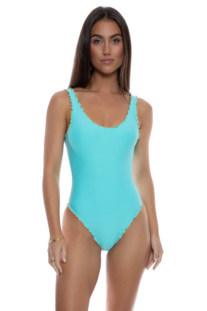 FOREVER LULI - Wavy Luxe Stitch Tank One Piece • Aqua