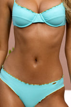 FOREVER LULI - Wavy Luxe Stitch Minimal Balconette Top & Wavy Luxe Stitch Full Ruched Back Bottom • Aqua