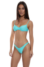 FOREVER LULI - Wavy Luxe Stitch Minimal Balconette Top & Wavy Luxe Stitch High Leg Brazilian Bottom • Aqua