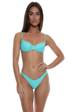 FOREVER LULI - Wavy Luxe Stitch Minimal Balconette Top & Wavy Luxe Stitch High Leg Brazilian Bottom • Aqua