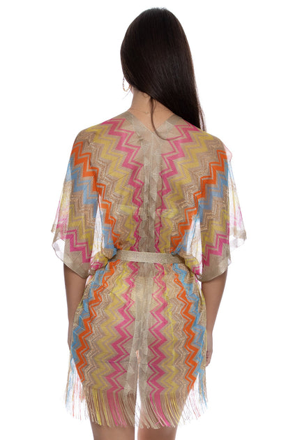 MIAMI ERA - Open Front Tie Short Poncho • Multicolor