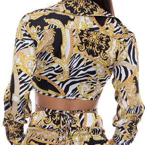 GODDESS VIBES - Collared Wrap Crop Top