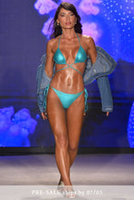 SIREN SONG - Looped Triangle Top & Seamless Ruched Back Brazilian Tie Side Bottom • Aqua Runway