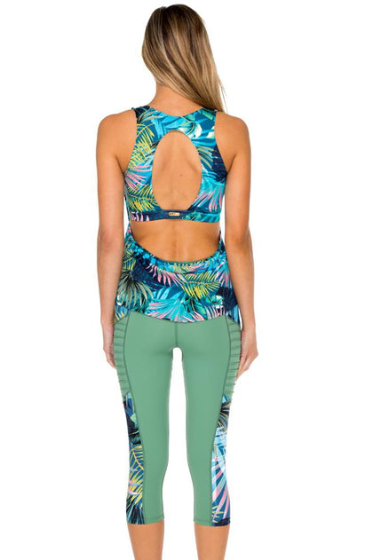MOJITO - Inner Top Racer Back Overlay Tank Top & Pintucked Side Capri Legging • Multicolor