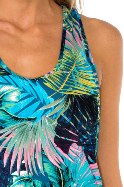 MOJITO - Inner Top Racer Back Overlay Tank Top & Pintucked Side Capri Legging • Multicolor