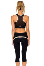 BARACOA - Elastic Band Sports Bra Top & Gold Cut Out Capri • Black Gold